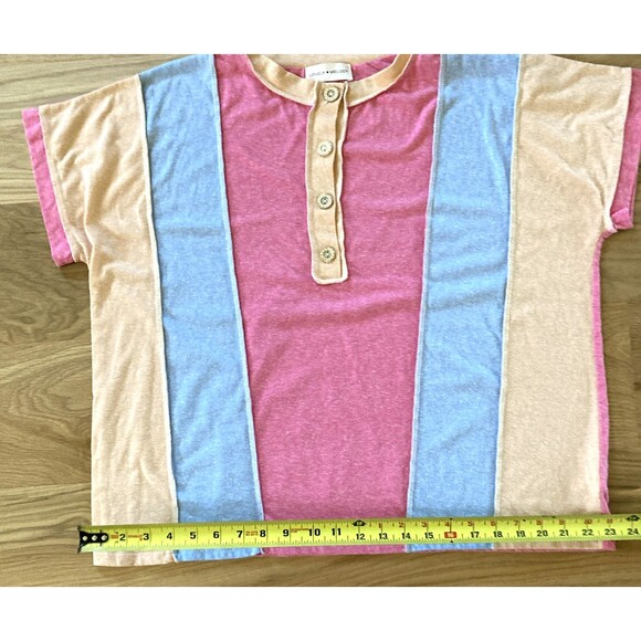 Lovely Melody Playful Pastel Top Vertical Color Blocking Patchwork L Soft Girl - Picture 11 of 13